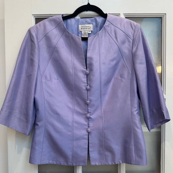 Adrianna Papell Jackets & Blazers - Vintage ADRIANNA PAPELL 100% Silk Jacket Blazer Lavender Lilac Size 8 Medium M